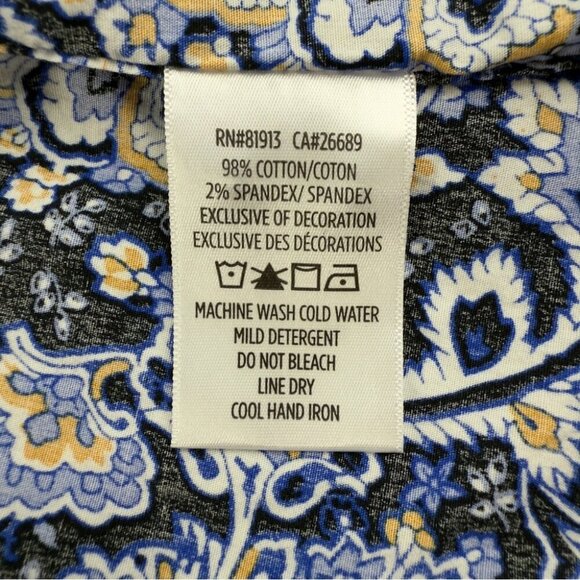 Robert Graham Men's Small Classic Fit Paisley Navy Long Sleeve Shirt - Picture 6 of 15